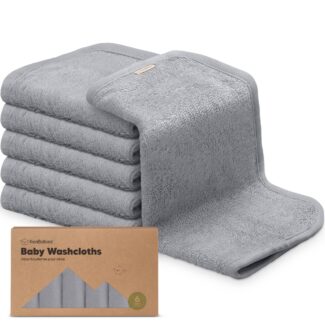 Baby Wash Cloths Dark Gray 6-Pack